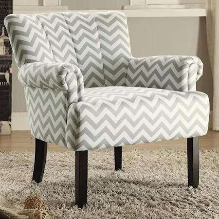 Transitional Accent Chair with Tufted Fan Back